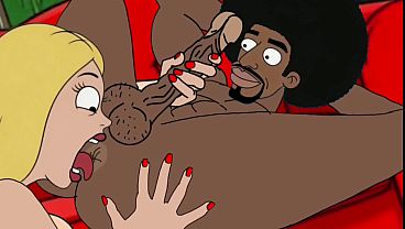Black Plumber Fucks Married Housewife While Cuckold Husband Cooks BBQ. Cartoon RimJob
