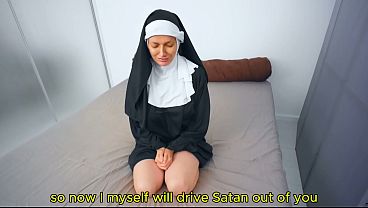 Naughty Nun Caught With Vibrator: Hard Pussy & Anal Exorcism Ends in Facial