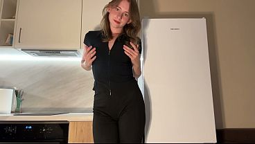 Office Suit Pixie Kitchen Tease – White Heels & Table Finger Bliss