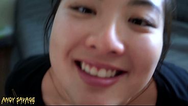 POV throatfucking 19 year old Chinese girlfriend facial cumshot