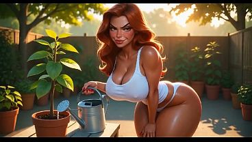 Sexy Woman Waters Her Plants Then Seduces Her Handyman Neighbor to Fuck Her in the Garden Shed (AI Generated)