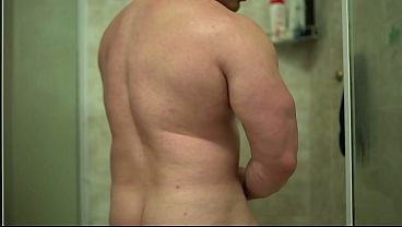 Steamy Shower Jerking Session and Cum on Glass with Big Uncut Cock