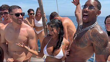 We rented a yacht and had the craziest public orgy on the sea. Wild pornstar orgy on boat and jetskis
