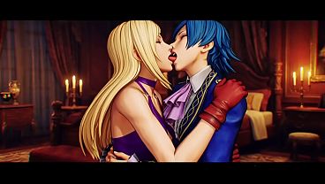 Bonne Jennet x Elisabeth Blanctorche lesbian kissing (The king of fighters/ AI generated)