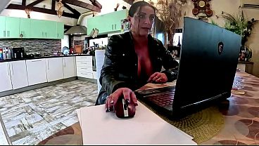 Dominant Biker Leather MILF Inflatable Office Fantasy. Beach Balls, Oral, Doggy and Cum Play