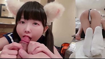 イグにゃっ語尾にゃん縛りの変態ねこちゃんのフェラチオオナニー小さい舌でおちんちんチロチロ