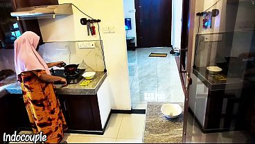 Indo Bokep full . Hijab Muslim wife called her sister Husband to check Gas. Sex everywhere.sex in kitchen . Cheating women moaning loudly