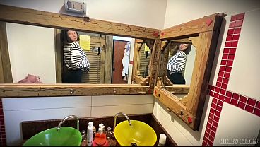 Kinky Mary Pisses Standing in the Bathroom – Hairy Pussy Close-Up Golden Stream