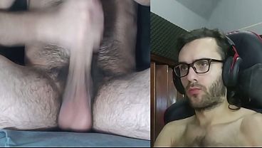 La reaccion! Gay Masturbando Gran pene de 20 centimetros, Gran Lechazo