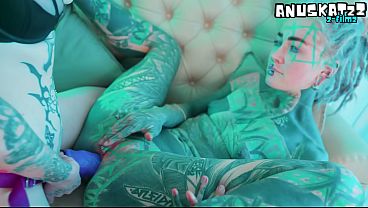 Tattooed Girl Gets Hard Strap-On Fuck