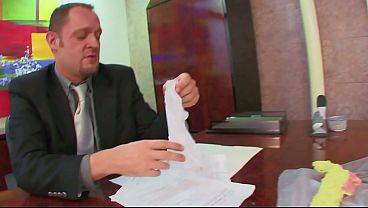 teen secretary Miley Ann fucked by boss big white cock
