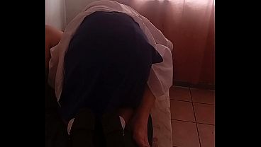 19 year old step daughter sucks daddy off , gets fucked doggystyle in school uniform and get pounded missionary step family porn