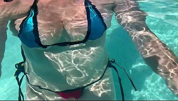 Artemisia Love showing her perfect big tits underwater wearing a sexy tight bikini