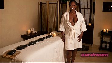 Athletic Ebony Babe Fucked On The Table During A Hot Stone Oil Massage (ai-generated)