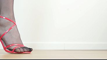 Black Sheer Stockings And Red High Heels