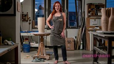 Curvy Redhead Sculptor Fucked Against The Stand In Her Studio (ai-generated)