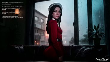 Flooded apartment awaits: dark-haired maid rides a huge black cock instead of cleaning.[Ai]