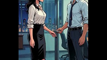 Lonely office slut frees locked-in coworker then gets her holes destroyed by three hard cocks on the conference table. (AI Generated)