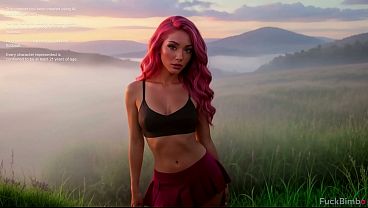 Morning sex in a misty field with a depraved, made-up beauty. [AI]