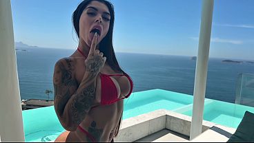 Naughty Brazilian Rides FilouFitts Huge Dick And Takes A Cumload On Her Tits! Gabriella Euzebio