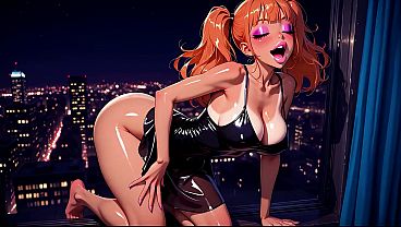 Rough Anal Gangbang with a Busty, Slim, Red-Haired Beauty – AI-Generated