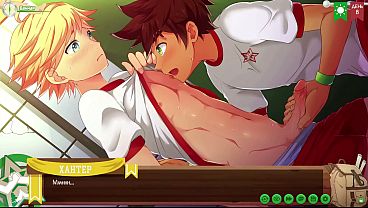 Scene 1 — Keitaro jerked off Hunter penis in the shower room