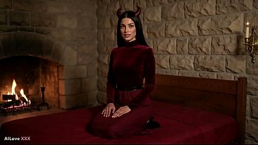 Sexy Demon with nice perfect tits and ass getting fucked by a huge cock on Halloween Night (AI)