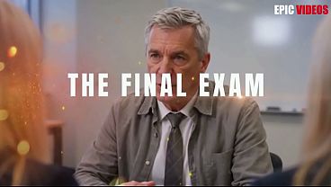 THE SCHOOLGIRLS’ FINAL EXAM. OLD MAN WITH YOUNG WOMAN. AI GENERATED