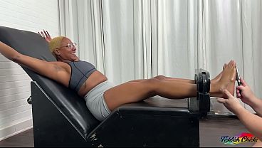 TICKLISH CHICKS – Sensitive Ebony Milf Peach Fuzz Squeals From Tickling